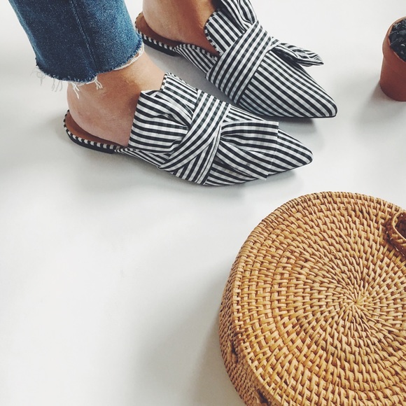 Last 1✨Chelsea Gingham Black & White Pointy Mules - Picture 3 of 8